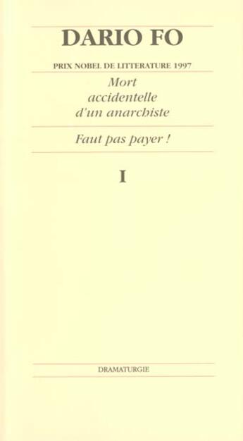 Couverture du livre « T1 dario fo » de Dario Fo aux éditions L'arche