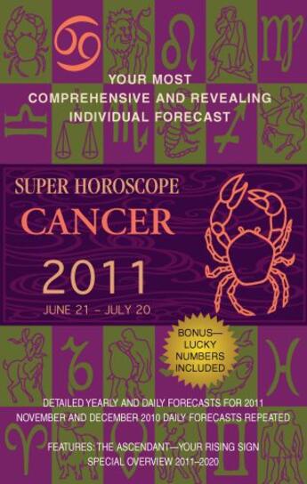 Couverture du livre « Cancer (Super Horoscopes 2011) » de Beim Margarete aux éditions Penguin Group Us