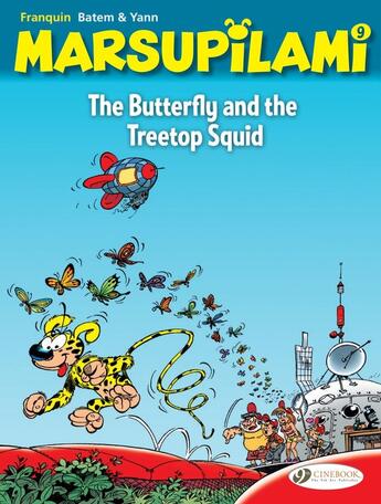 Couverture du livre « Marsupilami vol. 9 - The Butterfly and the Treetop Squid » de Franquin/Yann/Batem aux éditions Cinebook