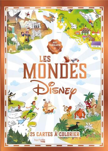 Couverture du livre « Art-thérapie : les mondes Disney ; 25 cartes à colorier » de Disney aux éditions Hachette Pratique