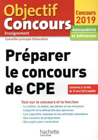 Couverture du livre « Preparer le concours de cpe 2019 » de Colette Woycikowska aux éditions Hachette Education