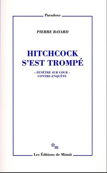Couverture du livre « Hitchcock s'est trompé » de Pierre Bayard aux éditions Minuit