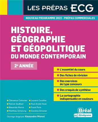 Couverture du livre « Histoire, géographie, géopolitique du monde contemporain : 2e année » de Alexandra Monot aux éditions Breal