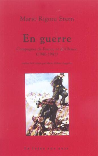 Couverture du livre « En guerre ; campagnes de France et d'Albanie 1940-1941 » de Rigoni Stern Mario aux éditions La Fosse Aux Ours