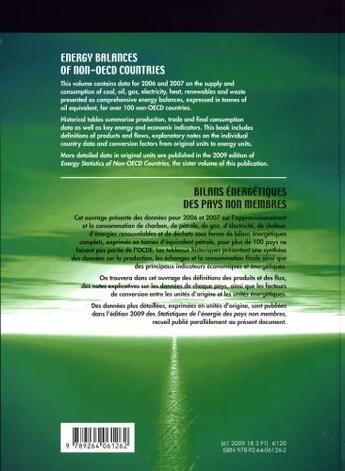 Couverture du livre « Bilans énergétiques des pays non membres de l'OCDE ; energy balances of non-OECD countries » de  aux éditions Ocde