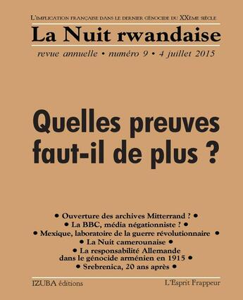 Couverture du livre « La nuit rwandaise n 9 revue annuelle, 7 avril 2015 » de  aux éditions Izuba