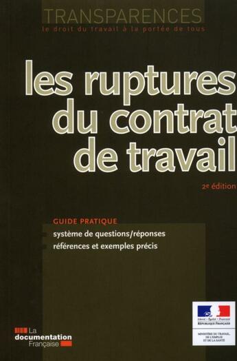 Couverture du livre « Les ruptures du contrat de travail » de  aux éditions Documentation Francaise