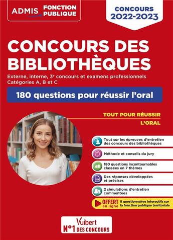 Couverture du livre « Concours des bibliothèques : catégories A, B et C ; 200 questions pour réussir l'oral » de Stephanie Besancon aux éditions Vuibert