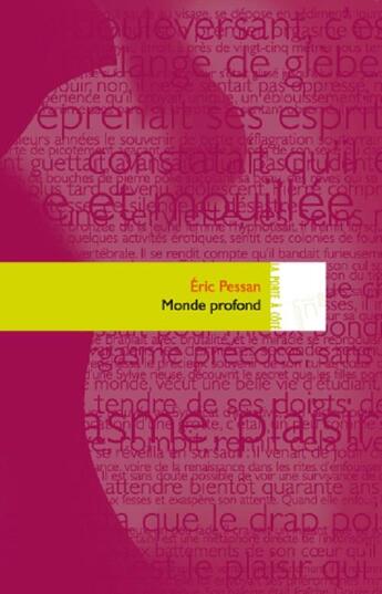 Couverture du livre « Monde profond » de Pessan Eric aux éditions Editions In8