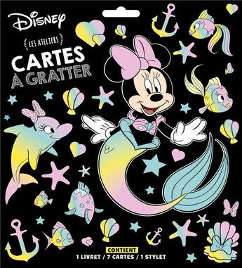 Couverture du livre « Les ateliers Disney : cartes à gratter ; Minnie et la sirène » de Disney aux éditions Disney Hachette