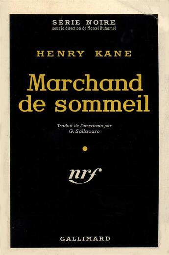 Couverture du livre « Marchand de sommeil » de Kane Henry aux éditions Gallimard