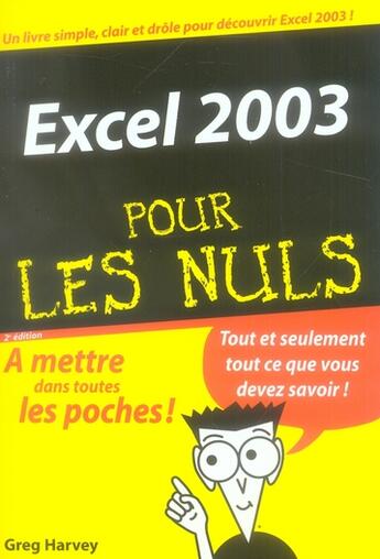 Couverture du livre « Excel 2003 pour les nuls » de Greg Harvey aux éditions First Interactive