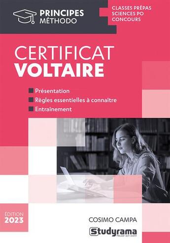 Couverture du livre « Certificat Voltaire » de Cosimo Campa aux éditions Studyrama