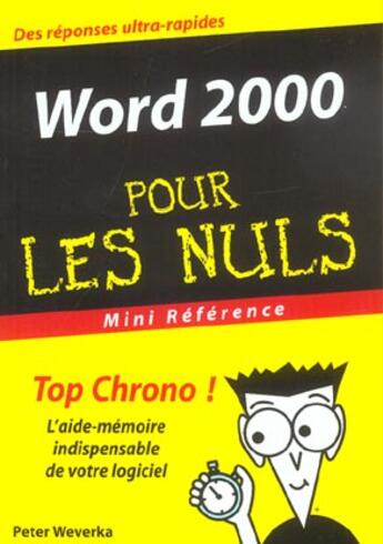 Couverture du livre « Word 2000 Pour Les Nuls » de Peter Weverka aux éditions First Interactive