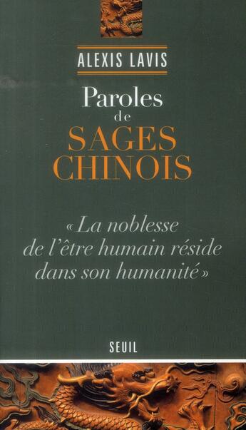 Couverture du livre « Paroles de sages chinois ; 