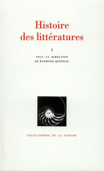 Couverture du livre « Histoire des littératures t.1 » de Collectif Gallimard aux éditions Gallimard