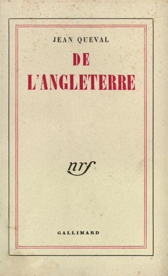 Couverture du livre « De l'angleterre » de Queval Jean aux éditions Gallimard