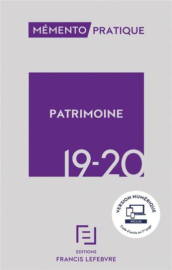 Couverture du livre « Mémento pratique : patrimoine (édition 2019/2020) » de  aux éditions Lefebvre