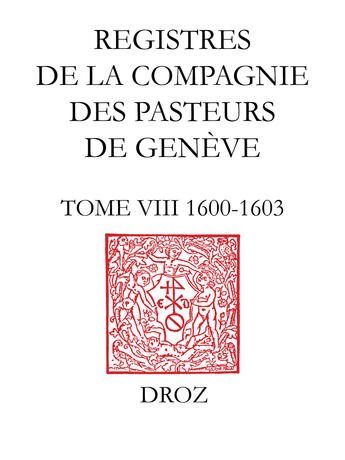 Couverture du livre « Registres de la compagnie des pasteurs de geneve » de  aux éditions Librairie Droz