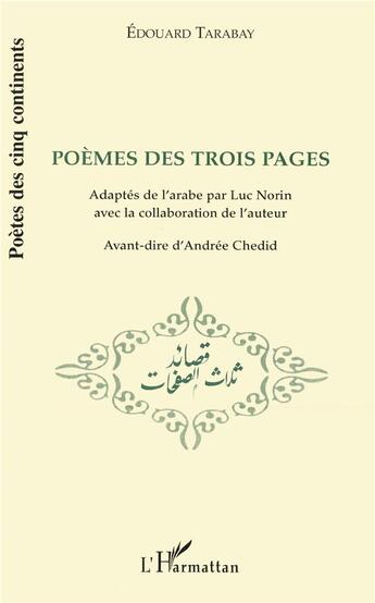 Couverture du livre « Poemes des trois pages » de Edouard Tarabay aux éditions L'harmattan