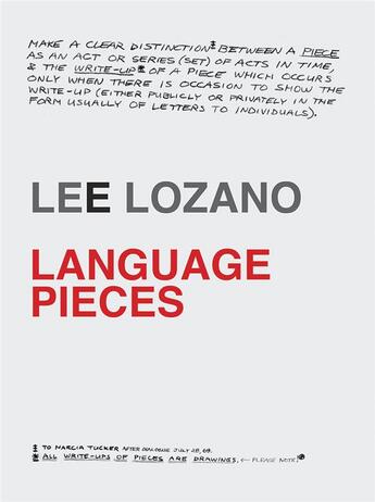 Couverture du livre « Lee lozano: language pieces » de Lozano Lee aux éditions Hauser And Wirth