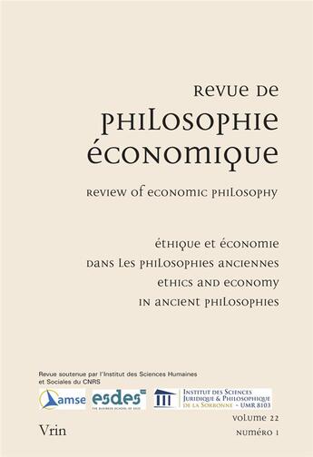 Couverture du livre « Ethique et economie dans les philosophies anciennes » de Ambroise/Cassan/Masi aux éditions Vrin