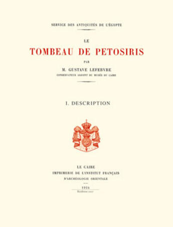 Couverture du livre « Le tombeau de petosiris a touna al-gebel, releve photographi » de Ncher/Corte/Gou aux éditions Ifao