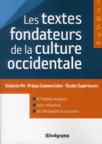 Couverture du livre « Les grands textes fondateurs de la culture occidentale » de  aux éditions Studyrama