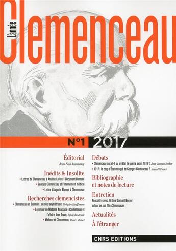 Couverture du livre « L'annee clemenceau 1 / 2017 » de Sylvie Brodziak aux éditions Cnrs