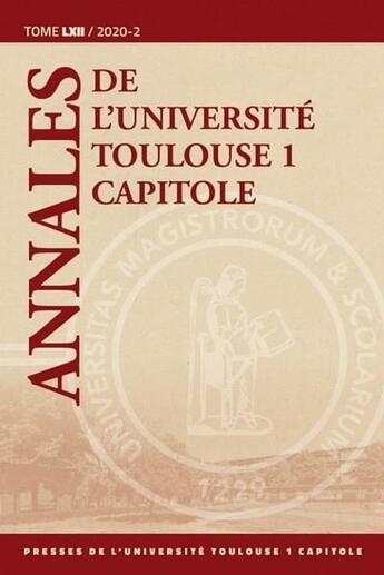 Couverture du livre « Annales de l universite toulouse 1 capitole tome lxii » de  aux éditions Putc