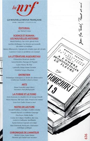 Couverture du livre « LA NOUVELLE REVUE FRANCAISE T.636 ; mai 2019 » de La Nouvelle Revue Francaise aux éditions Gallimard