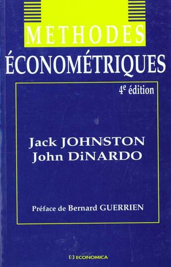 Couverture du livre « METHODES ECONOMETRIQUES » de Johnston/Jack aux éditions Economica