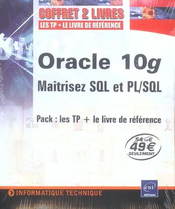 Couverture du livre « Oracle 10g ; maitriser sql et pl/sql » de Jerome Gabillaud aux éditions Eni