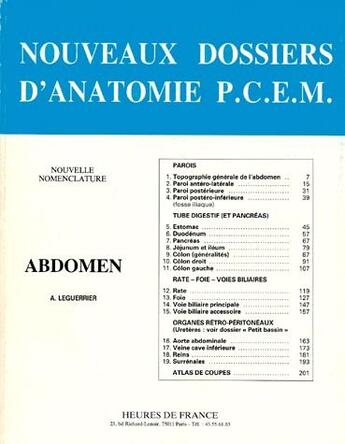 Couverture du livre « Nouveaux dossiers d'anatomie ; abdomen ; nouvelle nomenclature » de Alain Leguerrier aux éditions Heures De France