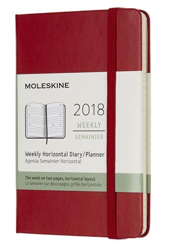 Couverture du livre « Agenda 2018 semainier horizontal poche rigide rouge » de  aux éditions Moleskine