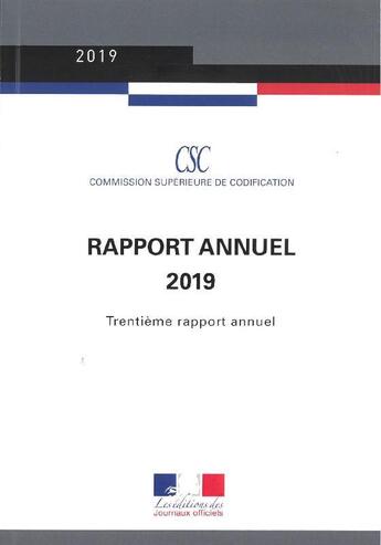 Couverture du livre « Rapport annuel 2019 de la commission supérieure de codification » de Commission Superieure De Codification aux éditions Direction Des Journaux Officiels