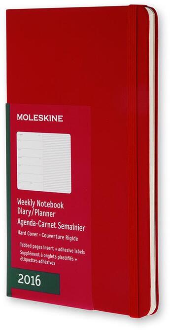 Couverture du livre « Agenda semainier carnet 2016 poche rouge couverture rigide » de  aux éditions Moleskine