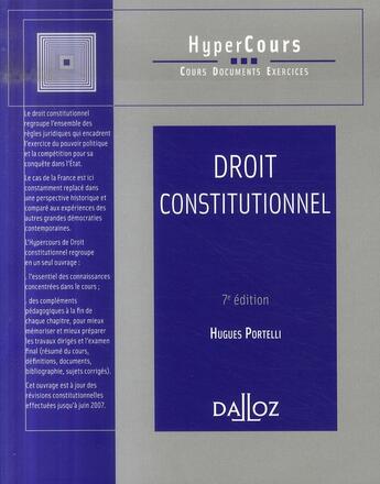 Couverture du livre « Droit constitutionnel (7e édition) » de H Protelli aux éditions Dalloz