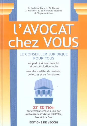 Couverture du livre « L'avocat chez vous (23e édition) » de Marie-Christine Halpern aux éditions De Vecchi