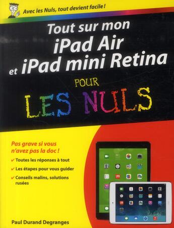 Couverture du livre « Tout sur mon ipad 5 et ipad mini 2 pour les nuls » de Paul Durand Degranges aux éditions First Interactive