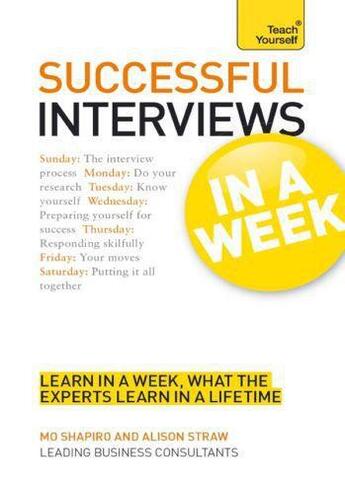 Couverture du livre « Successful Interviews in a Week: Teach Yourself » de Straw Alison aux éditions Hodder Education Digital