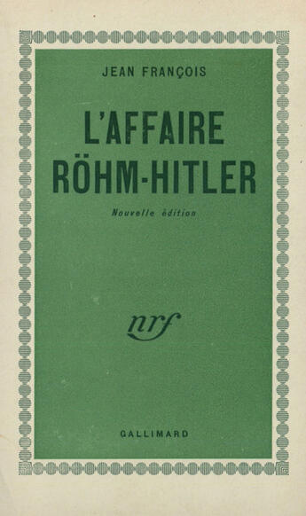 Couverture du livre « L'Affaire Rohm-Hitler » de Jean-François aux éditions Gallimard