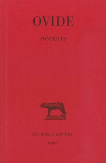 Couverture du livre « Pontiques » de Ovide aux éditions Belles Lettres