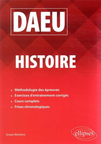 Couverture du livre « DAEU ; histoire » de Blottiere Erwan aux éditions Ellipses