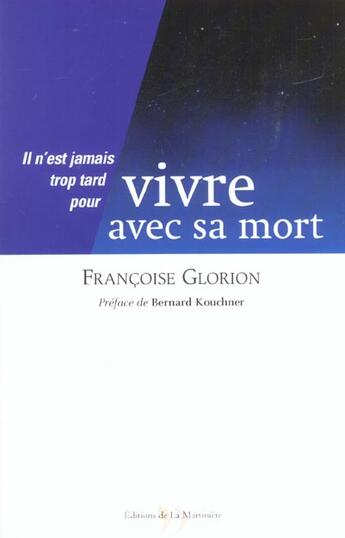 Couverture du livre « Vivre avec sa mort » de Francoise Glorion aux éditions La Martiniere