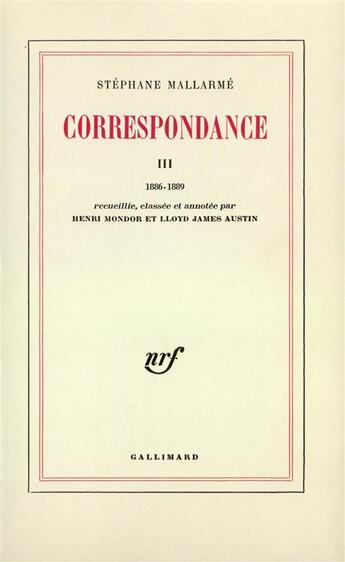 Couverture du livre « Correspondance » de Stephane Mallarme aux éditions Gallimard