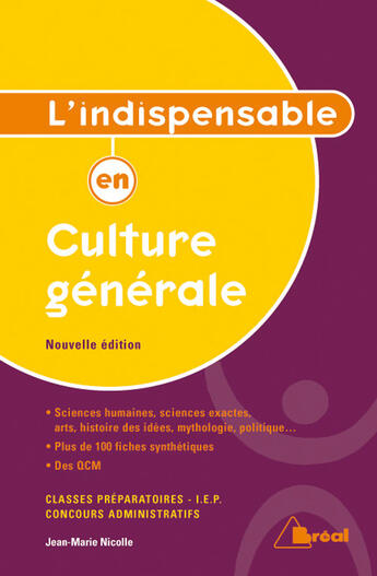 Couverture du livre « L'indispensable en culture generale » de Nicolle aux éditions Breal