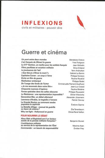 Couverture du livre « Inflexions n 42 - guerre et cinema - septembre 2019 » de  aux éditions Inflexions