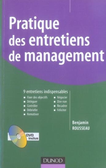 Couverture du livre « Pratique des entretiens de management » de Benjamin Rousseau aux éditions Dunod