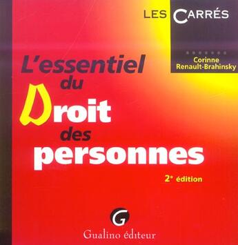 Couverture du livre « Essentiel du droit des personnes, 2eme edition (l') (2e édition) » de Renault-Brahinsky Co aux éditions Gualino